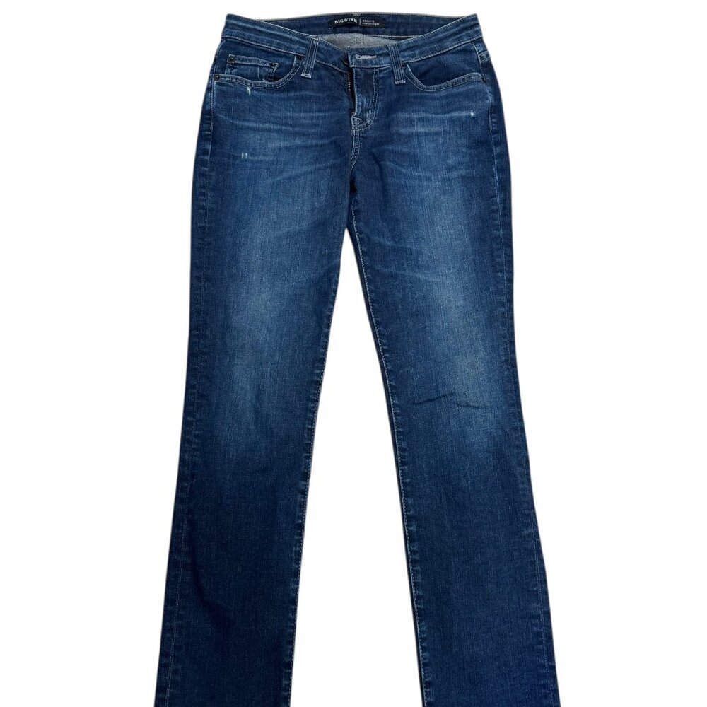 EUC Big Star Brigette Slim Straight Jeans 26R Medium Wash Raw Hem